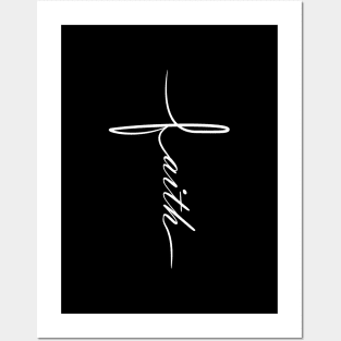 Faith in Curved Font Cross Illustration Posters and Art